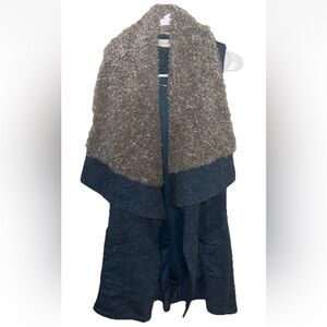 Altar'd State Open Front Brown Faux Fur Vest Coat with Pockets Teal Size M NWT